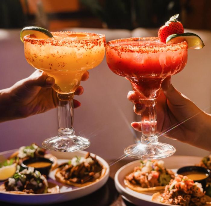 Margaritas with chile-salt rim
